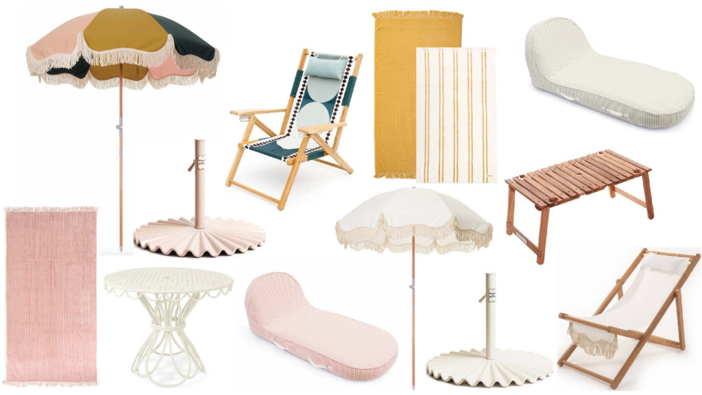retro pool side furniture and umbrellas by Business and Pleasure Co